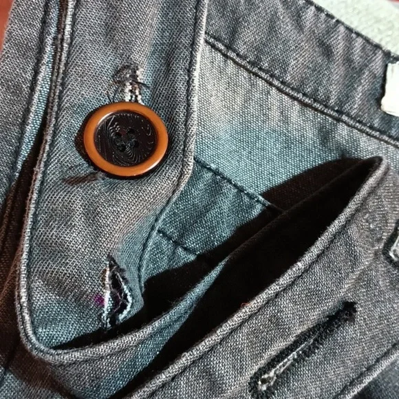 Gray Paisley Distressed Crop Denim Dungarees Bib Overall Jumper Oversized Lg - Picture 12 of 12